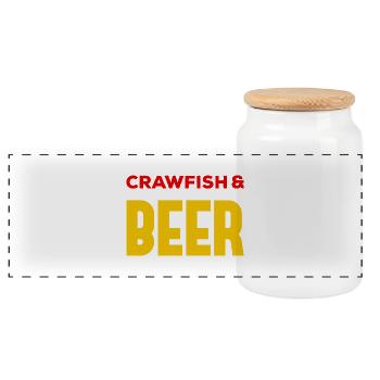 Crawfish & Beer – Maritime Delight - Panoramic Cookie Jar with Wooden Lid - white - Front