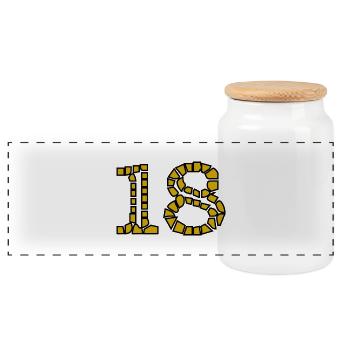 18. 18 YEARS OLD. 18th ANNIVERSARY. 18 BIRTHDAY. - Panoramic Cookie Jar with Wooden Lid - white - Front