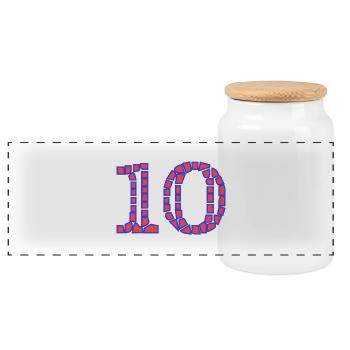 10. 10 YEARS. 10th ANNIVERSARY. 10 YEAR ANNIVERSARY. - Panoramic Cookie Jar with Wooden Lid - white - Front