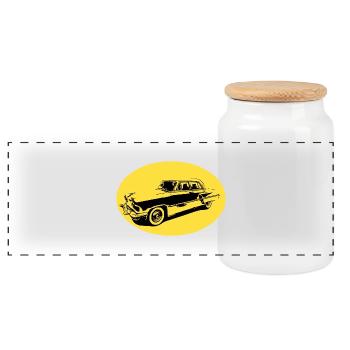 Voiture - Boîte à biscuits avec couvercle en bois - blanc - Devant