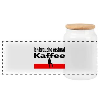 Kaffee - Panorama Keksdose mit Holzdeckel - Weiß - Vorne