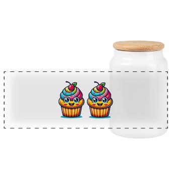 cupcake 2 - Panorama Keksdose mit Holzdeckel - Weiß - Vorne