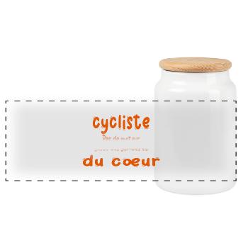 Bike Bikes Just Legs & Heart Cyclist - Panoramic Cookie Jar with Wooden Lid - white - Front
