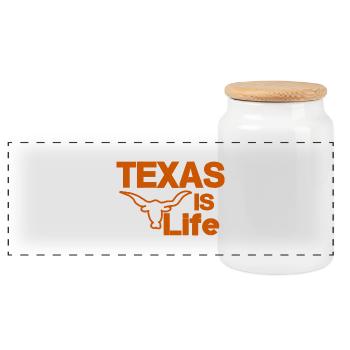 Texas ist Leben - Panorama Keksdose mit Holzdeckel - Weiß - Vorne