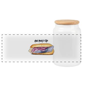How much is the... // Illustration - Panorama Keksdose mit Holzdeckel - Weiß - Vorne