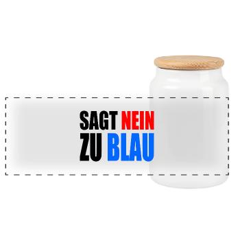 Dites non au bleu - AfD - Boîte à biscuits avec couvercle en bois - blanc - Devant