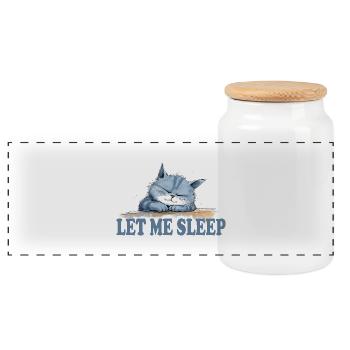 Cool Cat - Laissez-moi dormir - Boîte à biscuits avec couvercle en bois - blanc - Devant