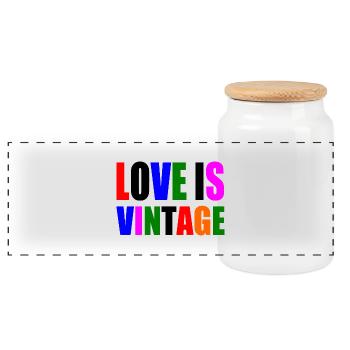 Love is vintage - Boîte à biscuits avec couvercle en bois - blanc - Devant