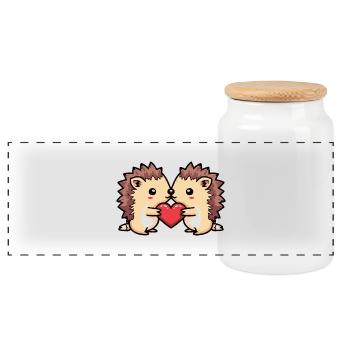 Igel Paar Valentinstag - Panorama Keksdose mit Holzdeckel - Weiß - Vorne