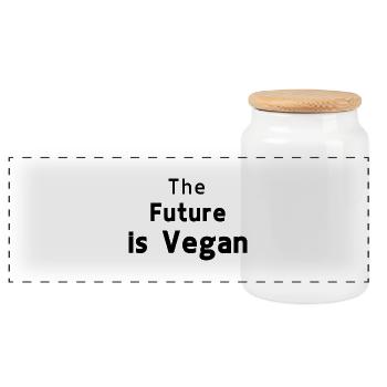 L’avenir est végane - The future is vegan - Boîte à biscuits avec couvercle en bois - blanc - Devant