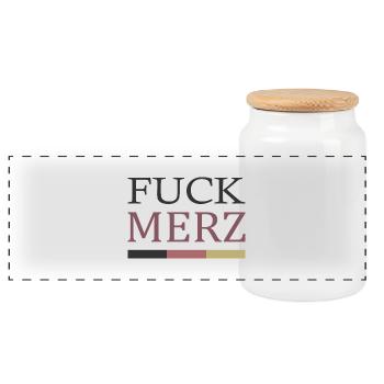 fuck merz - Panorama Keksdose mit Holzdeckel - Weiß - Vorne