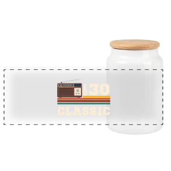 Jubiläum 1930 Retro-Klassiker - Panorama Keksdose mit Holzdeckel - Weiß - Vorne