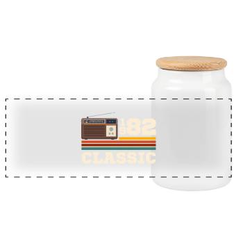 Jubiläum 1982 Retro-Klassiker - Panorama Keksdose mit Holzdeckel - Weiß - Vorne