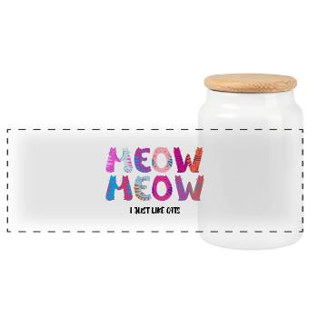 Bunte Cartoon Typografie Niedliche Katze T-Shirt 1 - Panorama Keksdose mit Holzdeckel - Weiß - Vorne
