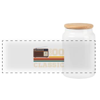 Anniversary 2000 retro classic - Panoramic Cookie Jar with Wooden Lid - white - Front