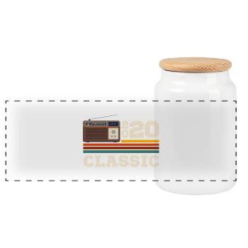 Anniversaire 2020 retro classic - Boîte à biscuits avec couvercle en bois - blanc - Devant