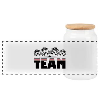 Monkey Beer Team Drinking - Panoramic Cookie Jar with Wooden Lid - white - Front