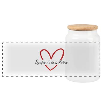 Équipe de La mariée cœur rouge pailleté - Boîte à biscuits avec couvercle en bois - blanc - Devant