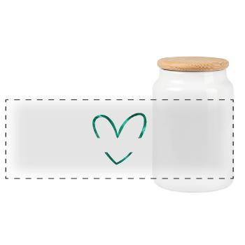 Équipe de La mariée cœur vert pailleté - Boîte à biscuits avec couvercle en bois - blanc - Devant