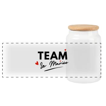 Bride Hearts Team - Bride Gift - Panoramic Cookie Jar with Wooden Lid - white - Front