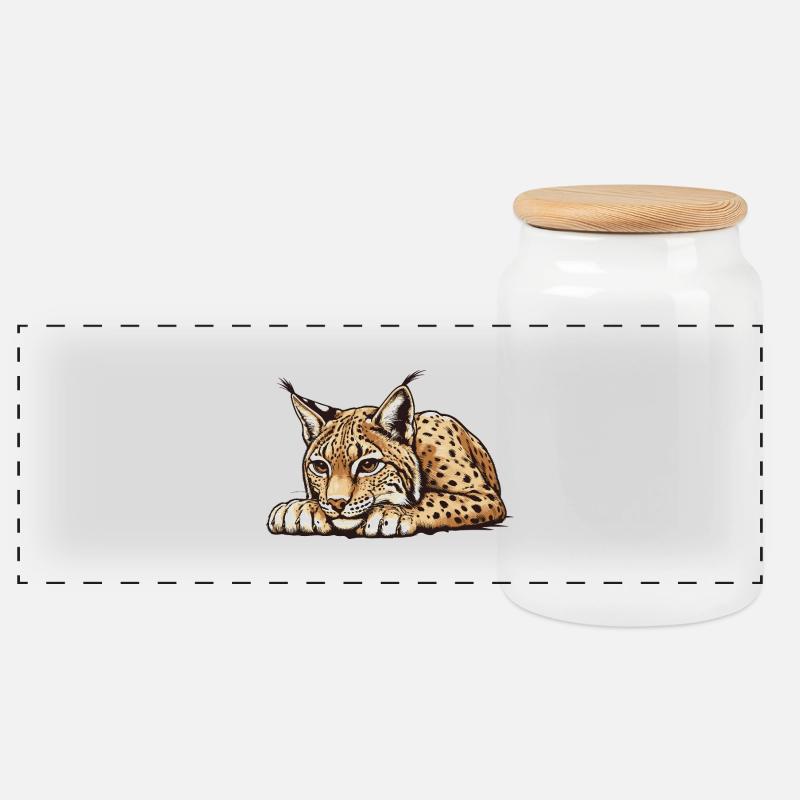 Lynx - Boîte à biscuits avec couvercle en bois - blanc