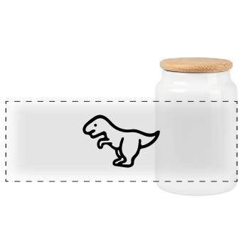 dinosaure - Boîte à biscuits avec couvercle en bois - blanc - Devant