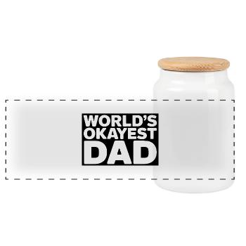 World's Okeyest Dad - Panoramic Cookie Jar with Wooden Lid - white - Front