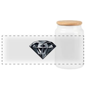Schwarzer Diamant mit exquisitem Schliff - Panorama Keksdose mit Holzdeckel - Weiß - Vorne