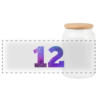 Number 12 galaxy - Panoramic Cookie Jar with Wooden Lid - white - Front