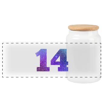 Numéro 14 galaxie - Boîte à biscuits avec couvercle en bois - blanc - Devant