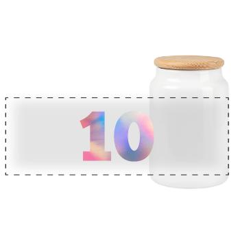 Numéro 10 coloré - Boîte à biscuits avec couvercle en bois - blanc - Devant
