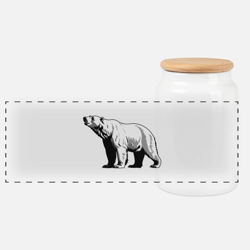 Eisbär - Cute Zoo Sticker - Panorama Keksdose mit Holzdeckel - Weiß