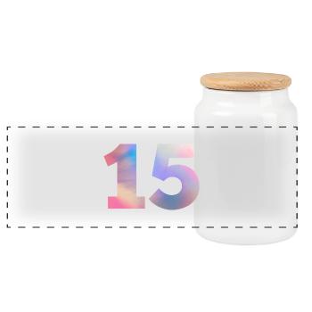 Numéro 15 coloré - Boîte à biscuits avec couvercle en bois - blanc - Devant