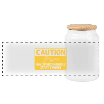 Attention peut spontanément commencer à chanter Chanteur Kar - Boîte à biscuits avec couvercle en bois - blanc - Devant