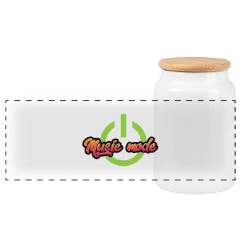 Music Mode – Power on for the sound of your life - Panoramic Cookie Jar with Wooden Lid - white - Front