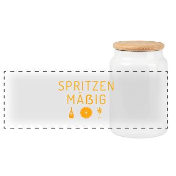Spritzen Mäßig (es) Aperölchen Getränk - Panorama Keksdose mit Holzdeckel - Weiß - Vorne