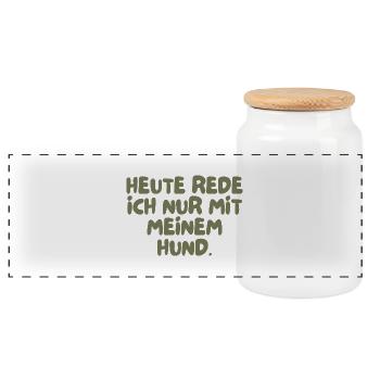 Heute rede ich nur mit meinem Hund. - Panorama Keksdose mit Holzdeckel - Weiß - Vorne