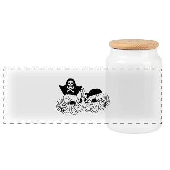 Deux Octopus Pirate Voilier Équipage Capitaine 2 Boucaniers - Boîte à biscuits avec couvercle en bois - blanc - Devant