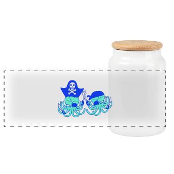 Deux Octopus Pirate Voilier Équipage Capitaine 2 Boucaniers - Boîte à biscuits avec couvercle en bois - blanc - Devant
