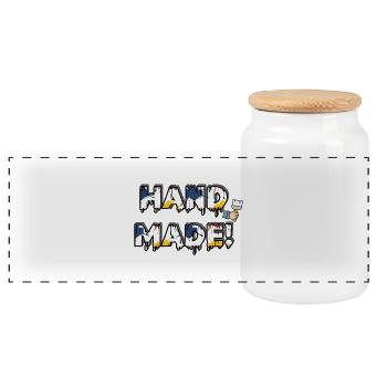Hand Made 😄 Mit meinen Händen! - Panorama Keksdose mit Holzdeckel - Weiß - Vorne