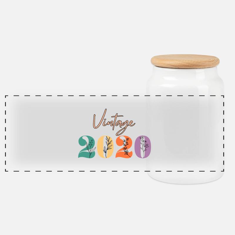Annata 2020 Floreale - Biscottiera con coperchio in legno - bianco