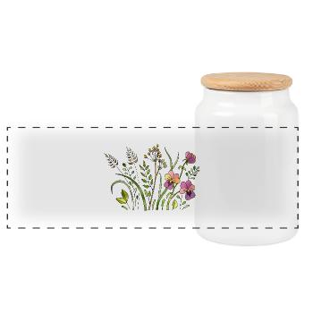 Blumen - Panorama Keksdose mit Holzdeckel - Weiß - Vorne