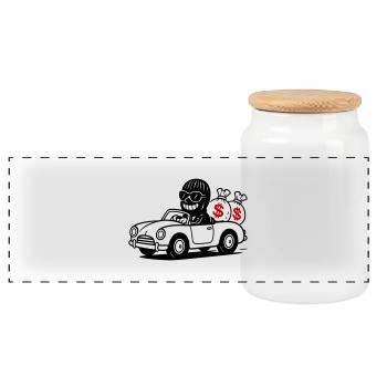 Braqueur de banque Gangster Drôle - Boîte à biscuits avec couvercle en bois - blanc - Devant