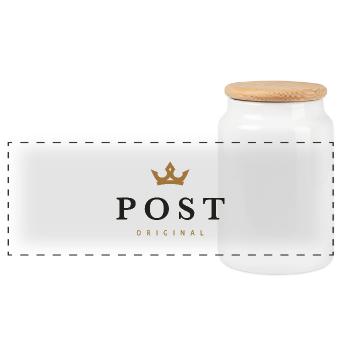 Post Original Familienlogo - Panorama Keksdose mit Holzdeckel - Weiß - Vorne