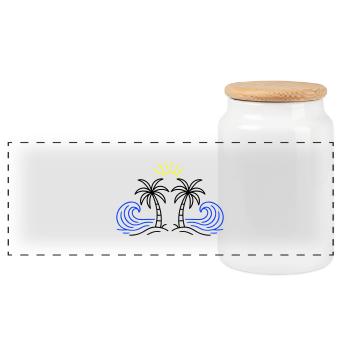 Ile Mer Soleil - Boîte à biscuits avec couvercle en bois - blanc - Devant