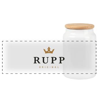 Logo original de la famille Rupp - Boîte à biscuits avec couvercle en bois - blanc - Devant