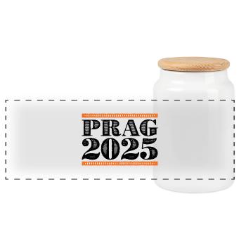 Prag 2025 - Panorama Keksdose mit Holzdeckel - Weiß - Vorne