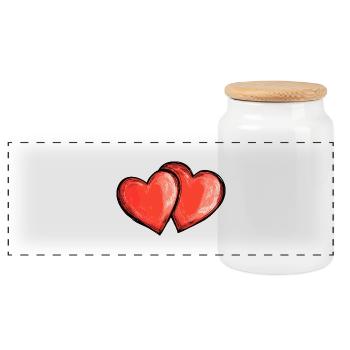 Herzen Liebe Symbol - Panorama Keksdose mit Holzdeckel - Weiß - Vorne
