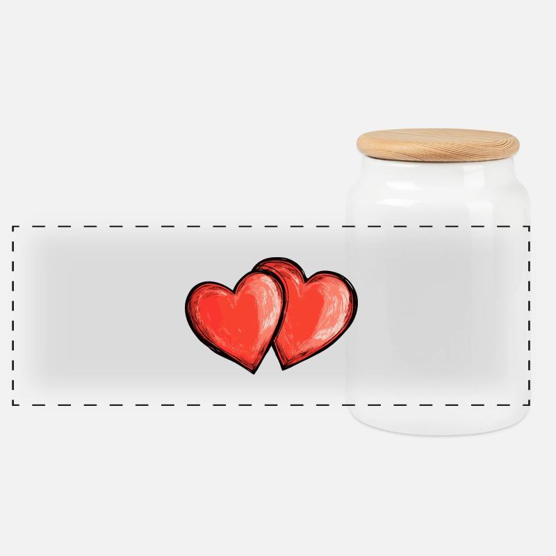 Herzen Liebe Symbol - Panorama Keksdose mit Holzdeckel - Weiß