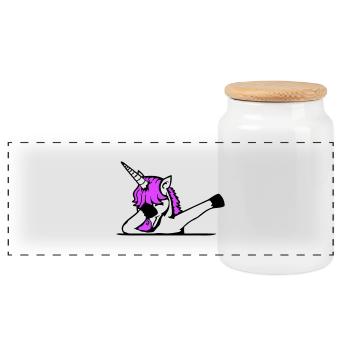 Licorne Dabbing Dab Danse Soirée Pose Geste Drôle - Boîte à biscuits avec couvercle en bois - blanc - Devant